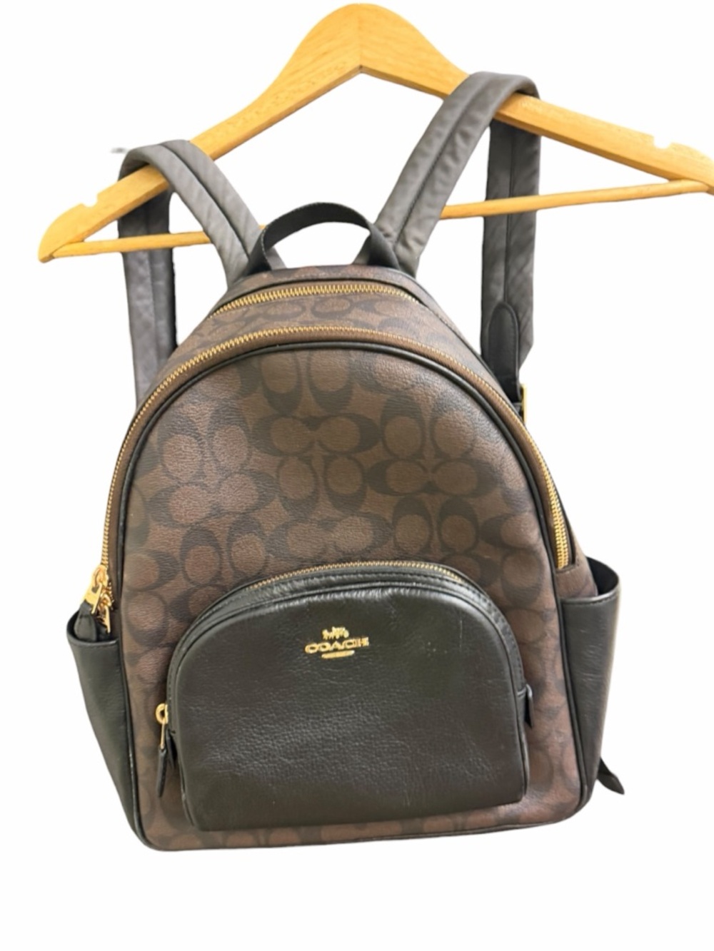 Coach Signature Mini Backpack Brown Black PVC Leather Gold Tone Women - Picture 3 of 14